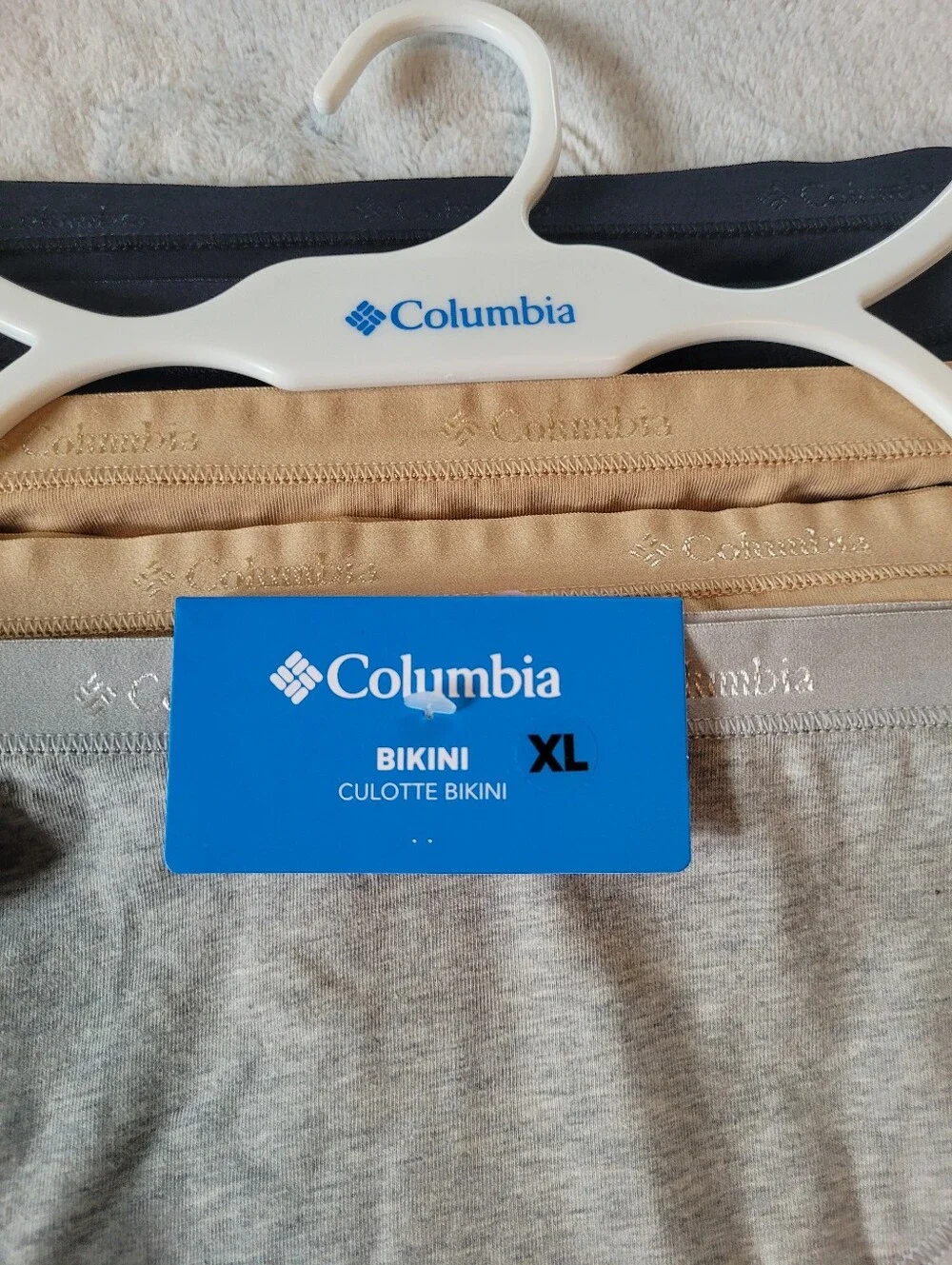 5-Pk Columbia Womens Size XL Bikini Cotton Panties Underwear Black Tan Gray